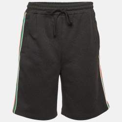 Pre Owned Gucci Black GG Embossed Jersey Web Striped Shorts S