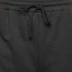 مملوكة مسبقًا شورت غووتشي جيرسي مبطن جي جي أسود بخطوط ويب مقاس صغير