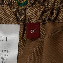 Pre Owned شورت غوتشي قطن جاكار بني مطوي متوسط