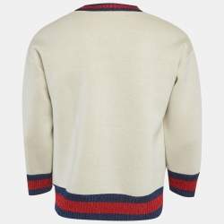 Pre Owned سويت شيرت غوتشي بيج بطبعة جماجم من قماش النيوبرين مقاس متوسط