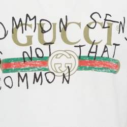 Pre Owned Gucci White Coco Captain Logo Print Jersey Distressed  T-Shirt XS