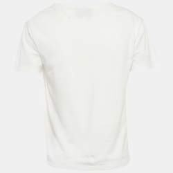 Pre Owned Gucci White Coco Captain Logo Print Jersey Distressed  T-Shirt XS