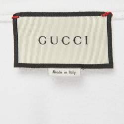 Pre Owned Gucci White Coco Captain Logo Print Jersey Distressed  T-Shirt XS