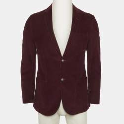 Pre Owned Gucci Burgundy Corduroy Regular Fit Blazer S