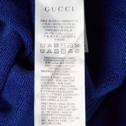 مملوكة مسبقًا Gucci Royal Blue Logo Print Cotton Crew Neck Sweatshirt XL
