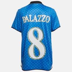 Pre Owned Gucci X Palace Blue All Over GG Logo Print Jersey Polo T-Shirt L