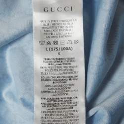 Pre Owned Gucci X Palace Blue All Over GG Logo Print Jersey Polo T-Shirt L