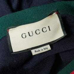 مملوكة مسبقًا Gucci Navy Blue Web Trim Wool Knit Cardigan S