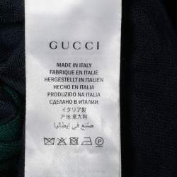 مملوكة مسبقًا Gucci Navy Blue Web Trim Wool Knit Cardigan S