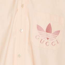 Pre Owned Gucci x Adidas Orange Logo Embroidered Shirt S