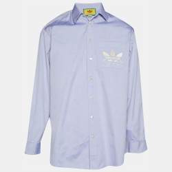 Pre Owned قميص غوتشي x أديداس قطن أزرق بأكمام طويلة مقاس صغير (سمول)