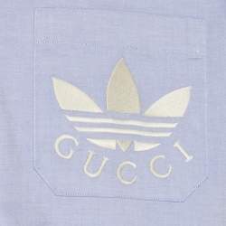 Pre Owned قميص غوتشي x أديداس قطن أزرق بأكمام طويلة مقاس صغير (سمول)