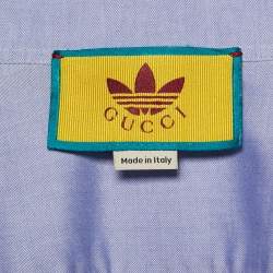 Pre Owned قميص غوتشي x أديداس قطن أزرق بأكمام طويلة مقاس صغير (سمول)