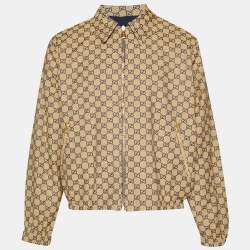 مملوكة مسبقًا بلوزون غوتشي قماش GG أزرق/بيج قابل للتبديل صناعي مقاس متوسط (M)