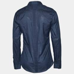 مملوكة مسبقًا Gucci Navy Blue Striped Cotton Long Sleeve Shirt M