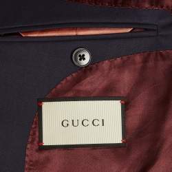 Pre Owned Gucci Navy Blue Wool Regular Fit Blazer & Pants Suit M