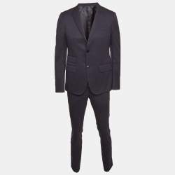 Pre Owned Gucci Navy Blue Wool Regular Fit Blazer & Pants Suit M