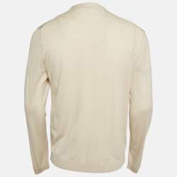 Pre Owned Gucci Beige GG Intarsia Wool Cardigan M