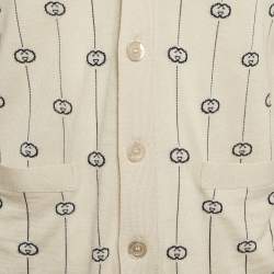 Pre Owned Gucci Beige GG Intarsia Wool Cardigan M
