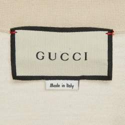 Pre Owned Gucci Beige GG Intarsia Wool Cardigan M