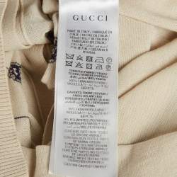 Pre Owned Gucci Beige GG Intarsia Wool Cardigan M