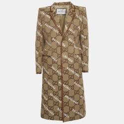 Pre Owned Gucci x Balenciaga The Hacker Project Brown Logo Canvas Button Front Coat 2XL