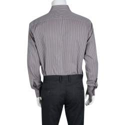 Gucci Grey Striped Cotton Long Sleeve Button Front Shirt XL