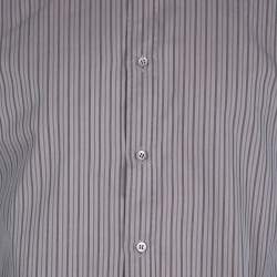 Gucci Grey Striped Cotton Long Sleeve Button Front Shirt XL