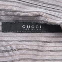 Gucci Grey Striped Cotton Long Sleeve Button Front Shirt XL