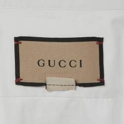 Pre Owned Gucci White Logo Embroidered Cotton Zagir Shirt XL