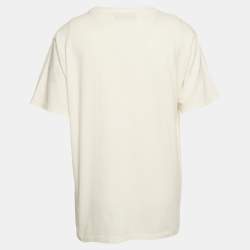 Pre Owned Gucci Cream Printed Jersey Short Sleeve Crewneck T-Shirt M