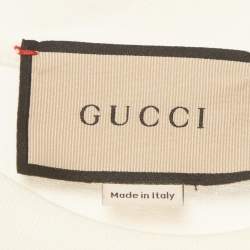 Pre Owned Gucci Cream Printed Jersey Short Sleeve Crewneck T-Shirt M