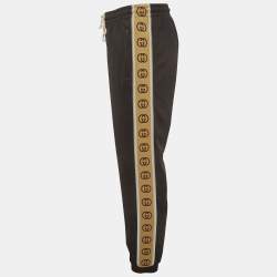 Pre Owned Gucci Black Jersey Side Stripe Drawstring Joggers M 