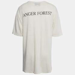 Pre Owned Gucci Cream Bee XXV Graphic Distressed Jersey T-Shirt XXL