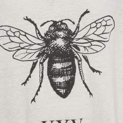 Pre Owned Gucci Cream Bee XXV Graphic Distressed Jersey T-Shirt XXL