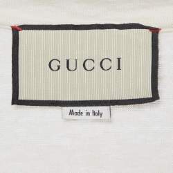 Pre Owned Gucci Cream Bee XXV Graphic Distressed Jersey T-Shirt XXL