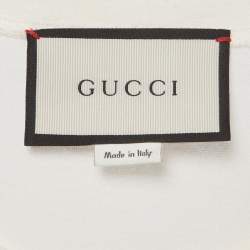 مملوكة مسبقًا Gucci Cream Printed Cotton Short Sleeve Distressed T-Shirt S