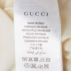 مملوكة مسبقًا Gucci Cream Printed Cotton Short Sleeve Distressed T-Shirt S