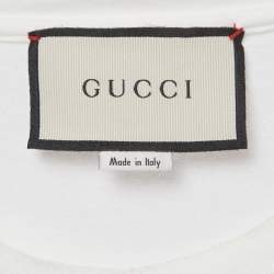 Pre Owned Gucci X Disney White Donald Duck Embroidery Jersey Distress T-Shirt XS