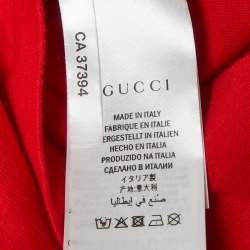 مملوكة مسبقًا Gucci Red Printed Jersey Short Sleeve Crewneck T-Shirt S