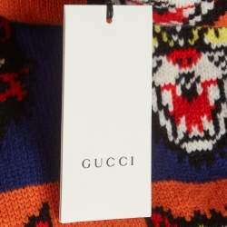 Pre Owned Gucci Multicolor Stripe Intarsia Knit Angry Cat Sweater XS