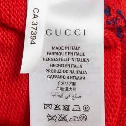 Pre Owned Gucci Red/Blue GG Monogram Knit Long Sleeve Jumper XS