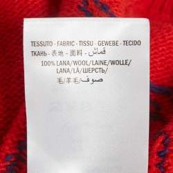 Pre Owned Gucci Red/Blue GG Monogram Knit Long Sleeve Jumper XS