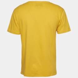 Pre Owned Gucci Yellow Cotton I Want To Go Back To Telling a Story Printed Jersey Distressed T-Shirt S