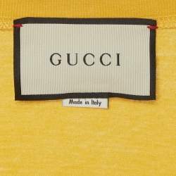 Pre Owned Gucci Yellow Cotton I Want To Go Back To Telling a Story Printed Jersey Distressed T-Shirt S
