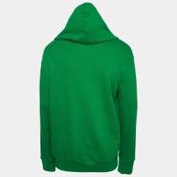 Pre Owned Gucci Green Cat Embroidery Jersey Drawstring Hoodie M 