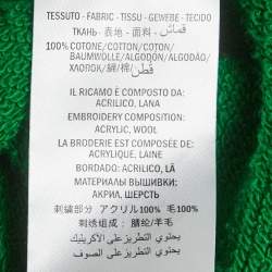 Pre Owned Gucci Green Cat Embroidery Jersey Drawstring Hoodie M 