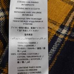 Pre Owned Gucci Blue/ Yellow Wolf Embroidery Plaid Wool Flannel Shirt XS