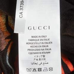 Pre Owned Gucci Black Angry Cat Embroidered Patch Jersey Distressed T-Shirt S