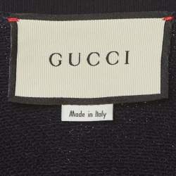 مملوكة مسبقًا Gucci Navy Blue Bear Embroidery Jersey Crewneck Sweatshirt M